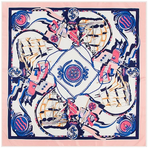 2018-9 PInk POBING шелковый шарф роскошный бренд расплава цепи шейный платок мусульманский платок квадратные шарфы женские платки Женская бандана 100*100 см - Цвет: 2018-9 PInk