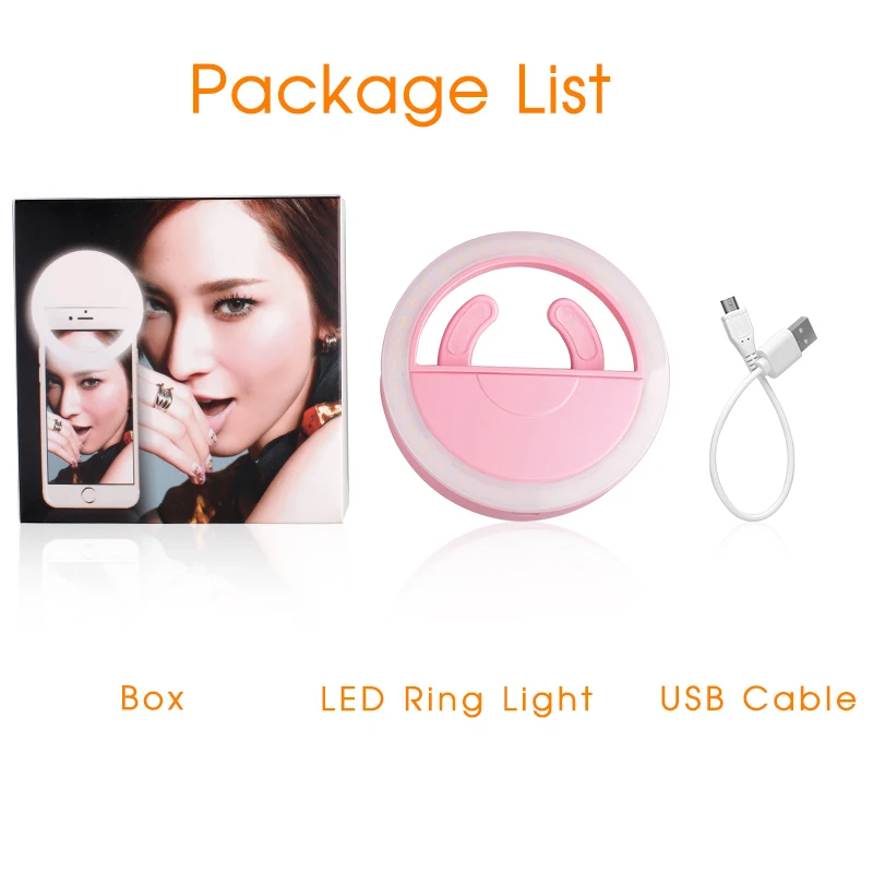 Портативная кольцевая лампа Travor для селфи с USB зарядкой светодиодная камеры