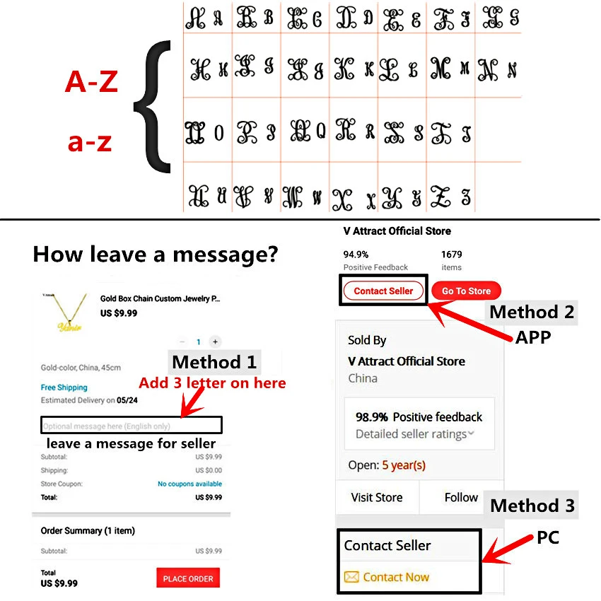 V образное индивидуальное ожерелье с монограммой 3 подвески колье B C D E F G H I J K L M N O
