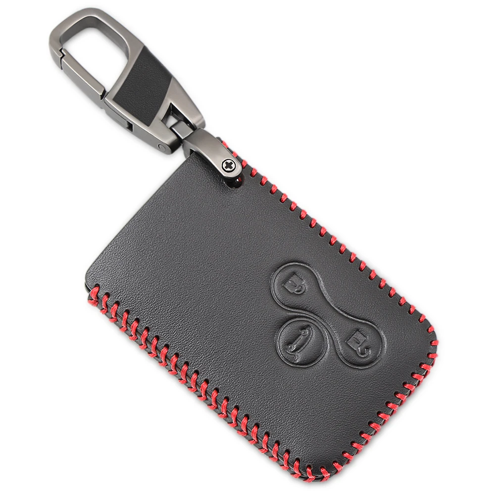 Кожаный чехол для автомобильных ключей с 3 кнопками защитный смарт карт Renault Clio