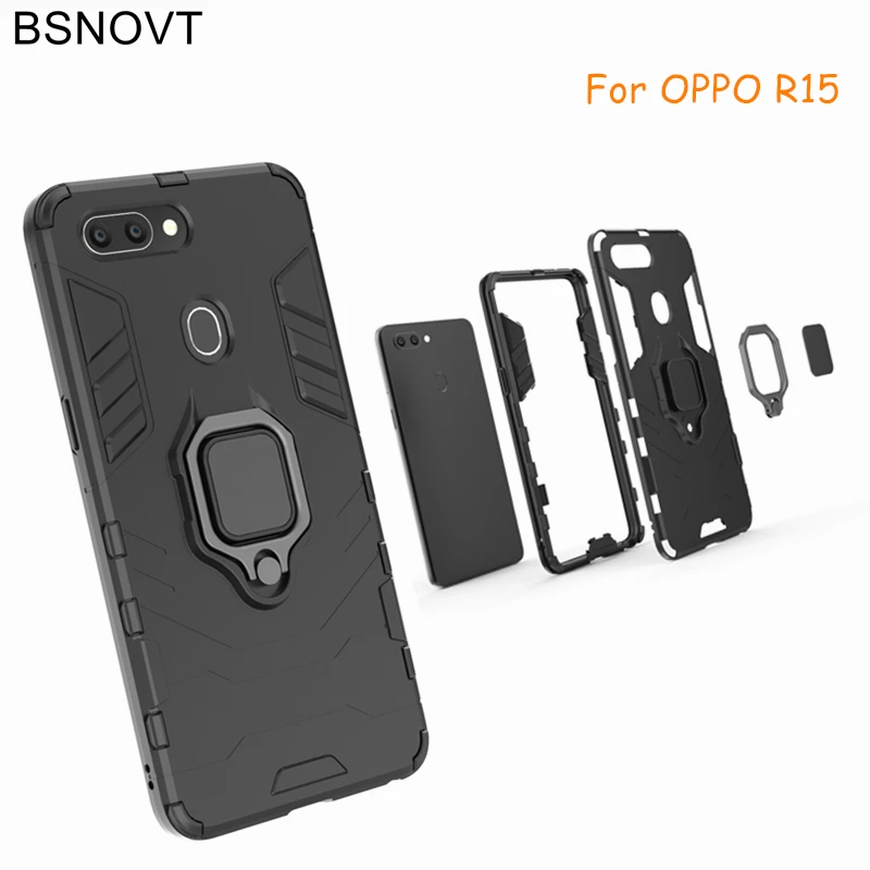 BSNOVT OPPO R15 Shockproof Cover Finger Ring Magnetic Holder Soft TPU Back Case For Phone Bumper 6.28&quot |