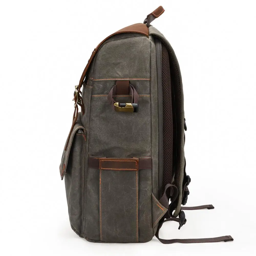 Водонепроницаемый холщовый + кожаный рюкзак для камеры ударопрочный защитный