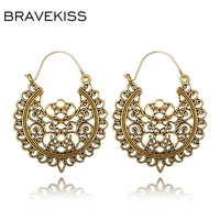 bravekiss three colors retro openwork earrings ethnic flower vintage drop earrings for woman accessories mujer gifts bpe1232
