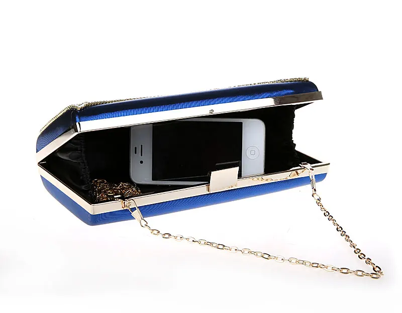 2016 Высококачественная Синяя Женская Свадебная вечерняя сумочка с цирконом клатч