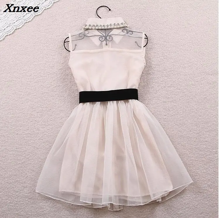 Женское ТРАПЕЦИЕВИДНОЕ платье из органзы элегантное винтажное короткое