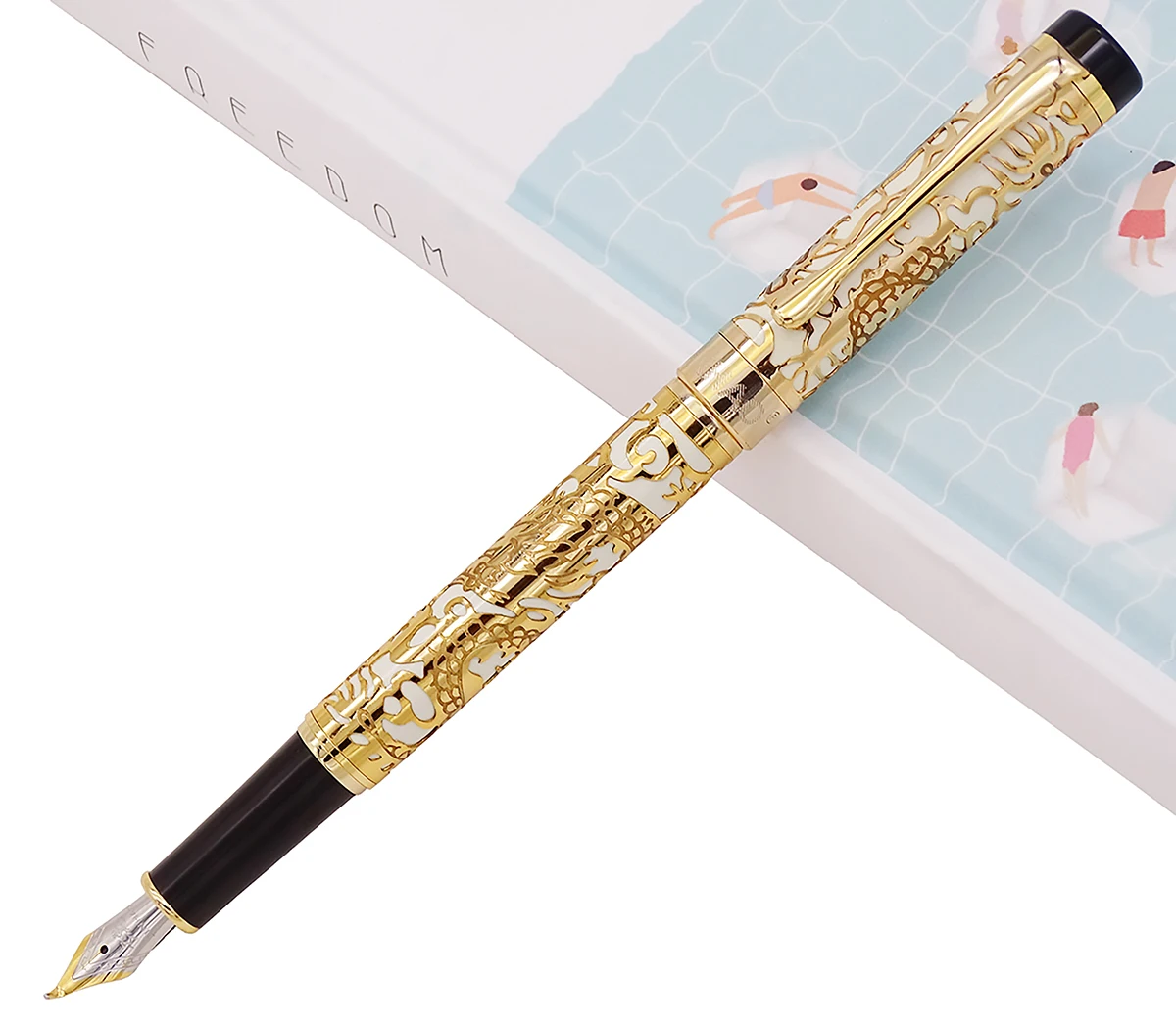 Jinhao 5000 винтажная Роскошная металлическая ручка перьевая для каллиграфии