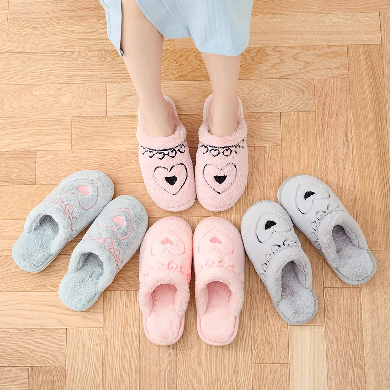 Cotton slippers anti-skid thick sole warm lovely rabbit-like plush cotton shoes indoors winter women men Plush Home Floor Shoes
