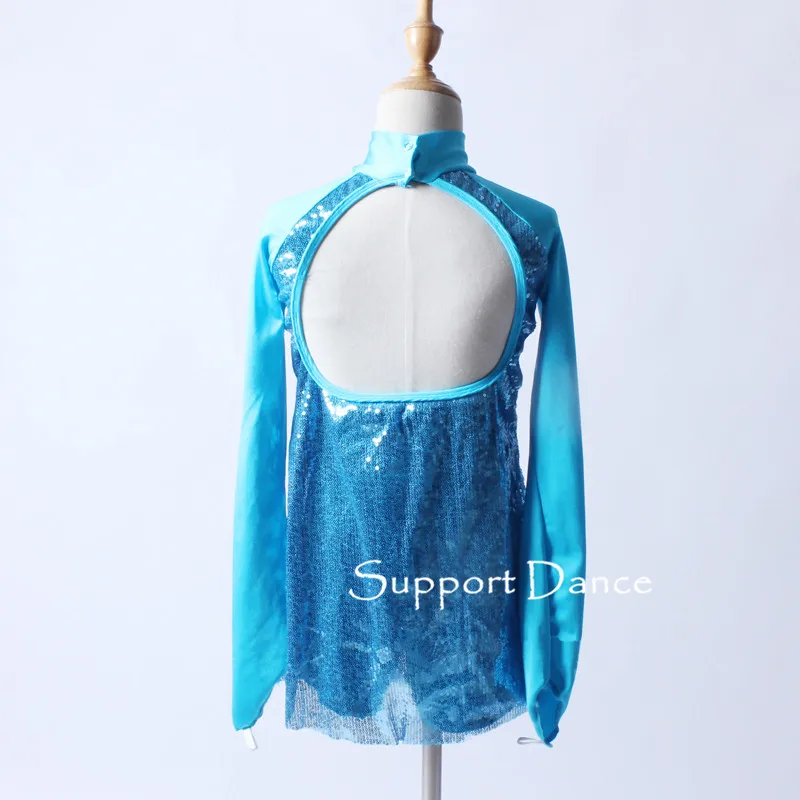 Модный костюм для джазового танца с блестками длинным рукавом и открытой спиной