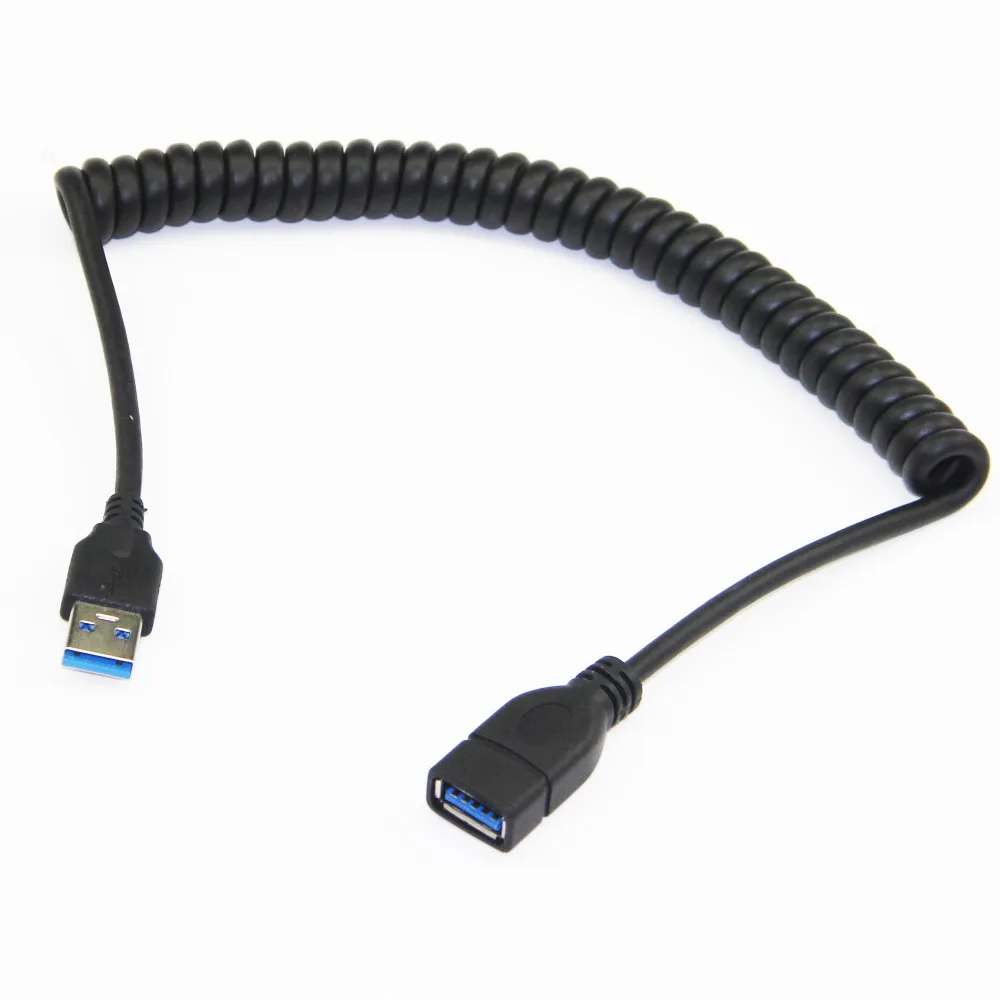 Bochara эластичный спиральный USB 3 0 Удлинительный кабель штекер-гнездо M/F 9 + 1 медный