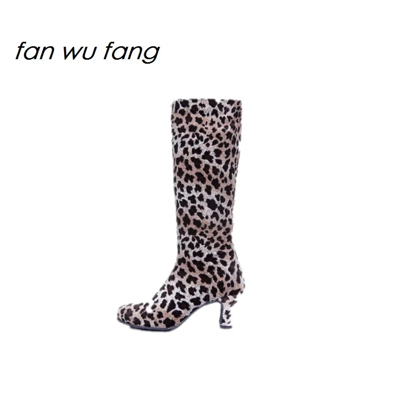 Fan wu fang/2017 г. новые ботинки для латинских танцев из PU искусственной кожи на высоком