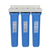 whole house 3 stage water filter system with 20x2 5pp sediment and double premium carbon block filter 15 micron 34 inlet