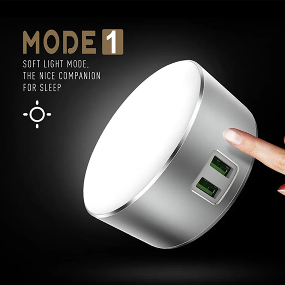 

A2208 LED Touch Reading Light Dual USB Night Mobile Phone Charger Suitable For All Power Supply Via Interface