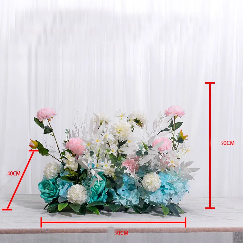 Blue 50cm 50/100 см Европейский искусственный ряд цветов вечерние свадебная АРКА фон Настенный декор расположение de fleurs de mariage Роза пионы помпон - Цвет: Blue 50cm