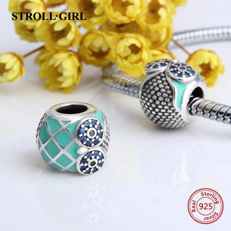 Fit Pandora Талисманы Браслеты Серебро 925 новые милые животные Сова Кот Пингвин Подвески Бусины ювелирные изделия делать подарки