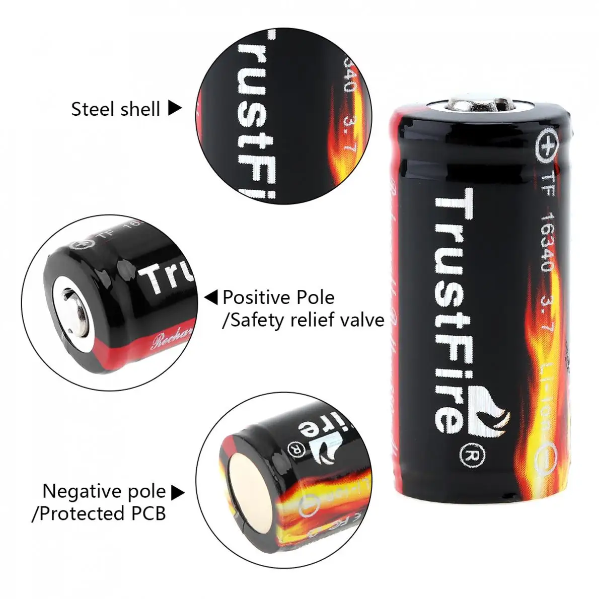 TrustFire 2 шт. Подлинная 880 мАч 3 7 в защищенная печатная плата 16340 перезаряжаемая