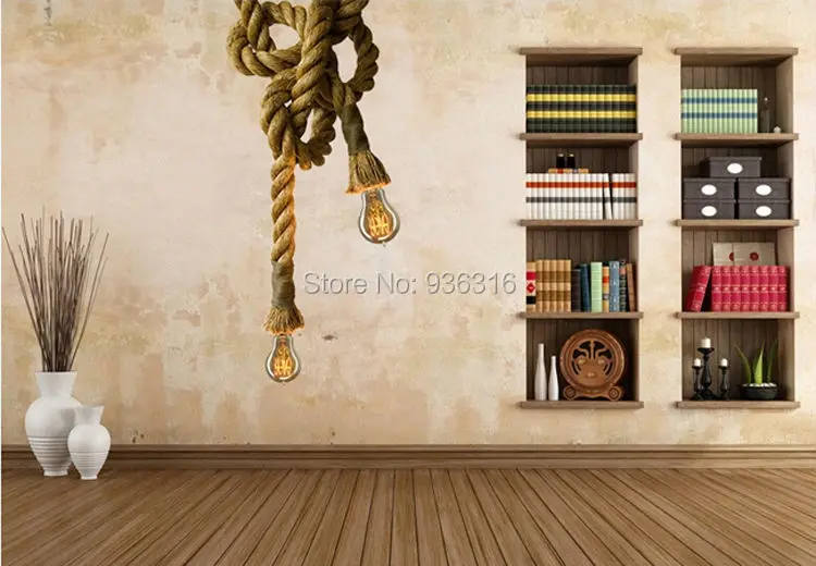 Blueking творческий DIY личности ар-деко подвесной светильник halling Лофт пеньковый Канат E27 edison светодиодные лампы люстры подвесной светильник