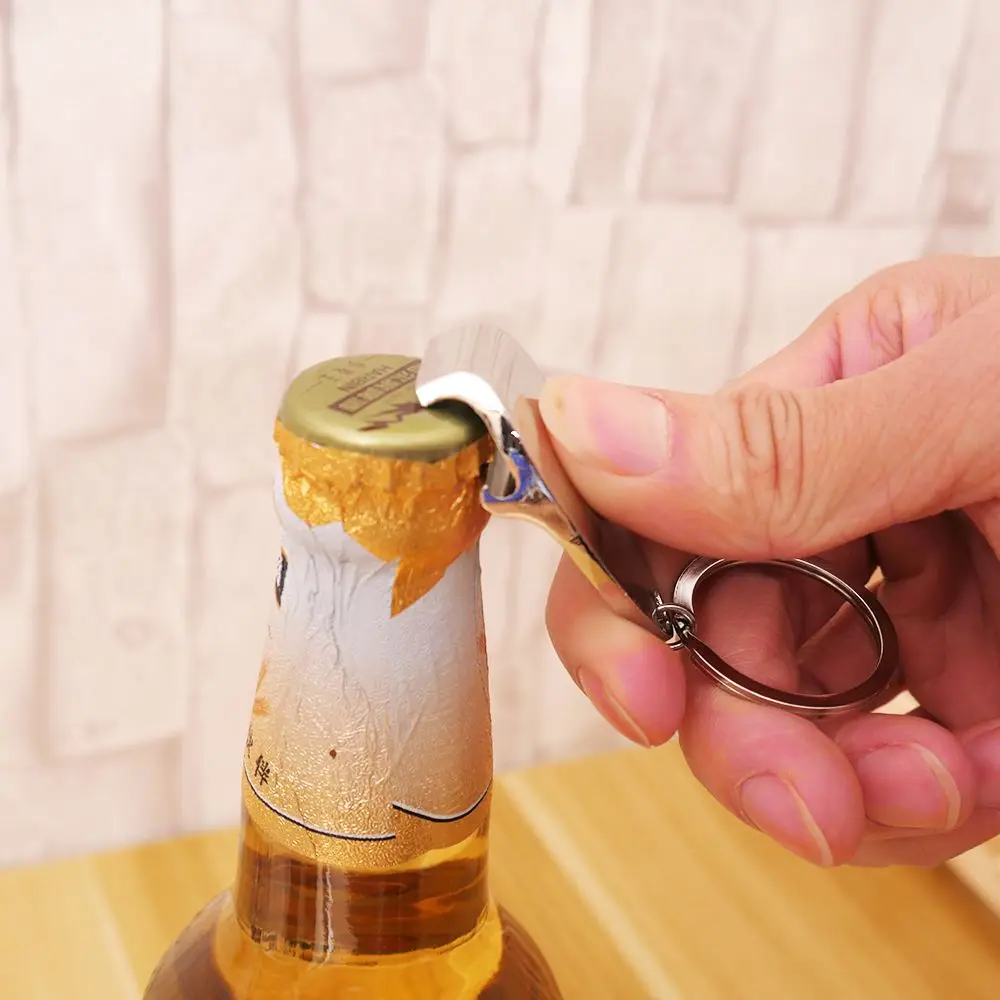 1 шт. мини Серебристый Брелок для ключей открывалка бутылок металлическое кольцо
