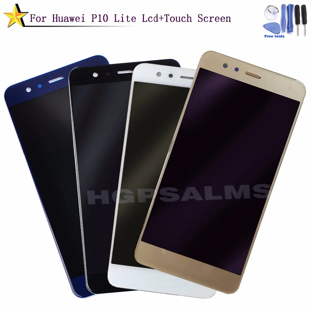 Для Huawei P10 Lite ЖК-дисплей с сенсорным экраном дигитайзер в сборе рамкой запасные