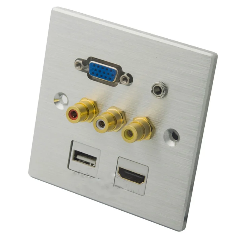 Новый VGA HDMI 3 5 мм аудио USB 3RCA AV настенная пластина с задней мама к гнезду разъем|av wall