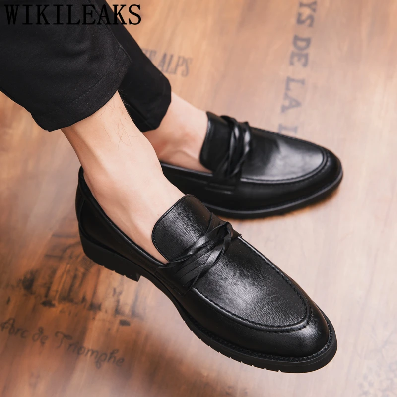 Office Shoes Men Formal Coiffeur Brand Wedding Classic Patent Leather Italian Elegant Sepatu Slip On Pria | Обувь