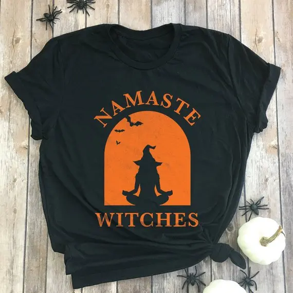 Namaste Милая рубашка на Хэллоуин забавная футболка графическая женская мода гранж