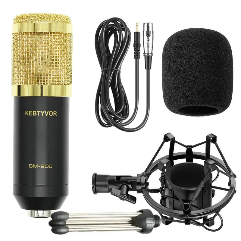 Black BM800 Mikrofon конденсаторный микрофон Профессиональное аудио студия Запись микрофон для радио Braodcasting пение BM 800 - Цвет: Black
