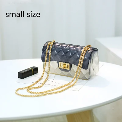 black white small Clear Colorful Transparent jelly Bag Gradient Candy Color Crossbody Bags Designed Ladies Shoulder Chain Messenger Bag - Цвет: black white small