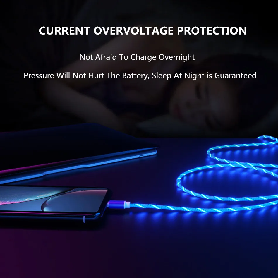 1 м светодиодный светящийся зарядный кабель для Huawei Honor Note 10 Xiaomi Mi8 Max 3 HTC Micro USB Type C зарядное устройство для мобильных телефонов