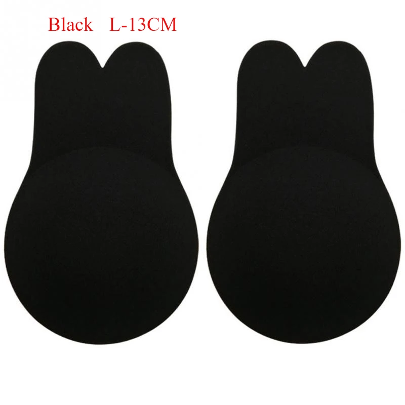 Black 13cm Женский бюстгальтер с лепестками груди, милый бюстгальтер «кролик», на сосках, пуш-ап, невидимый бюстгальтер, топ, многоразовый, на клейкой основе, бюстгальтер, нижнее белье - Цвет: Black 13cm