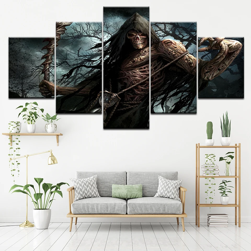 Картина на холсте Grim Reaper 5 шт. Настенная картина модульные обои плакат печать для