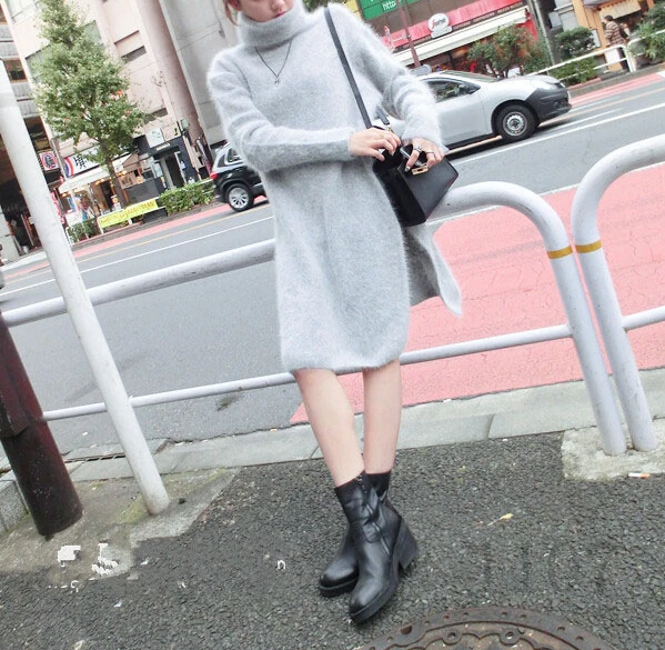 Новинка 2019 теплое плотное кашемировое пальто из натуральной норки водолазка