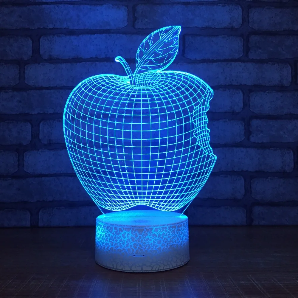 7 видов цветов креативный 3D Apple ночник USB Led сенсорный переключатель домашний