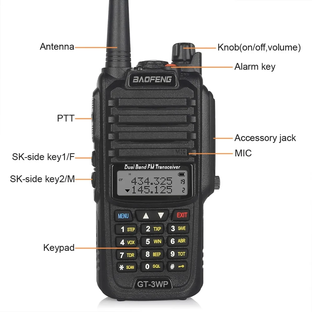 Двухдиапазонная рация xBaofeng водонепроницаемая с разъемом IP67 V/U двухсторонняя usb