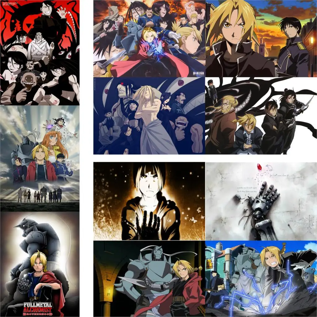 Постеры Fullmetal Alchemist Brothers глянцевая бумага яркие цвета украшение для дома на