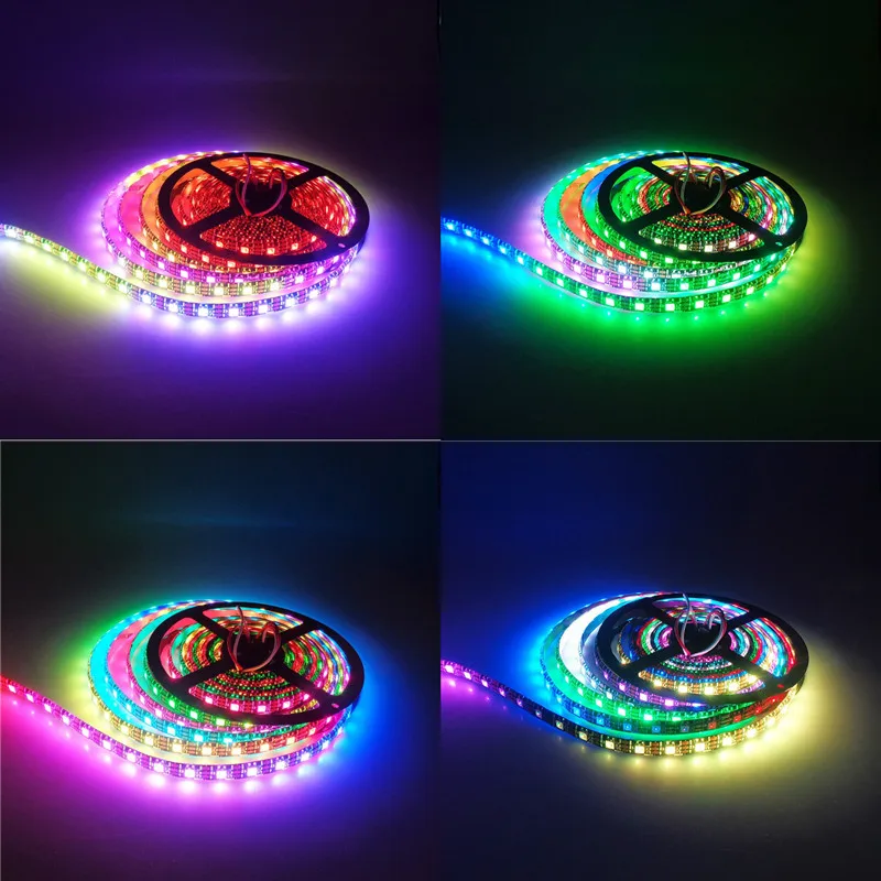 WS2812B DC 5 В Светодиодная лента RGB 50 см 1 м 2 м 3 м 4 м 5 м 30/144 светодиодный s умный адресуемый пиксель чёрно-белые печатные платы WS2812 встроенные лампы IC
