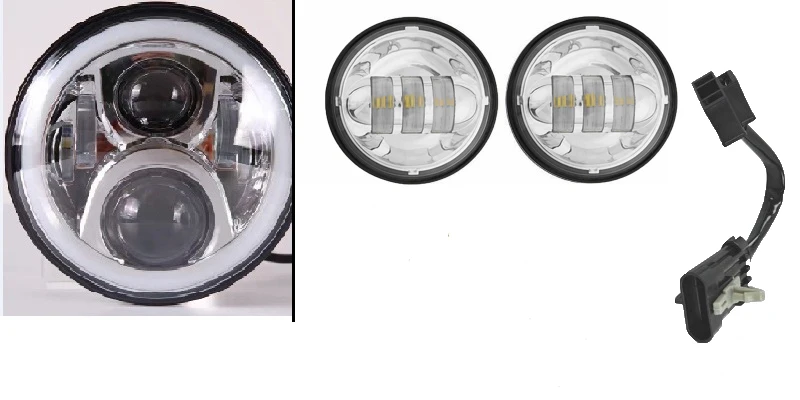 Chrome " светодиодный налобный светильник DRL Hi/Low Beam проектор двигатель 4,5" противотуманный светильник для мотоцикла лампа для Harley Street Glide Road King Electra Glide - Цвет: Chrome