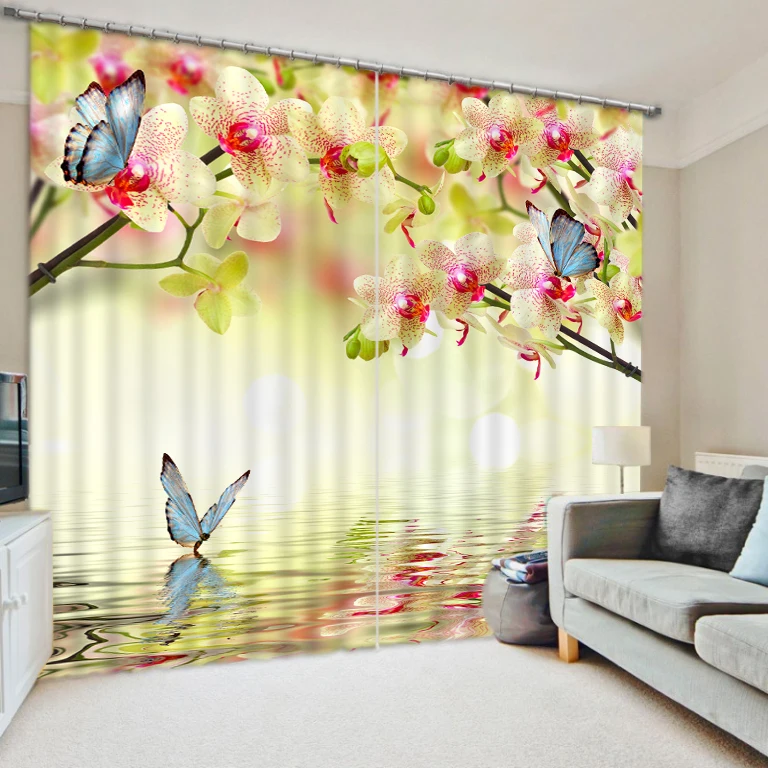 

3D Curtain Printing Blockout Polyester Chinese fashion flower curtains