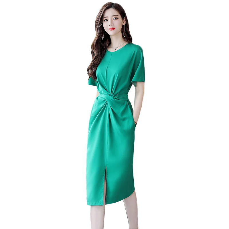 2019 летнее Новое модное однотонное платье повседневные платья средней длины с