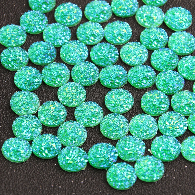 New Fashion 40pcs 12mm Mix Colors Natural Ore Style Flat Back Resin Cabochons For Bracelet Earrings Accessories