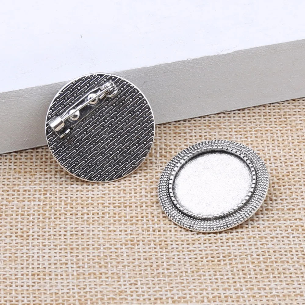 10 шт. античные серебряные металлические пустые ободки брошка основа шпилька 20 мм