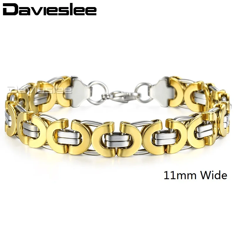 Davieslee) Византийский браслет для Для мужчин золото серебристый, черный Нержавеющая сталь Для мужчин s Браслеты оптовые ювелирные изделия 6/8/11 мм LKBM31 - Окраска металла: 11mm KB35