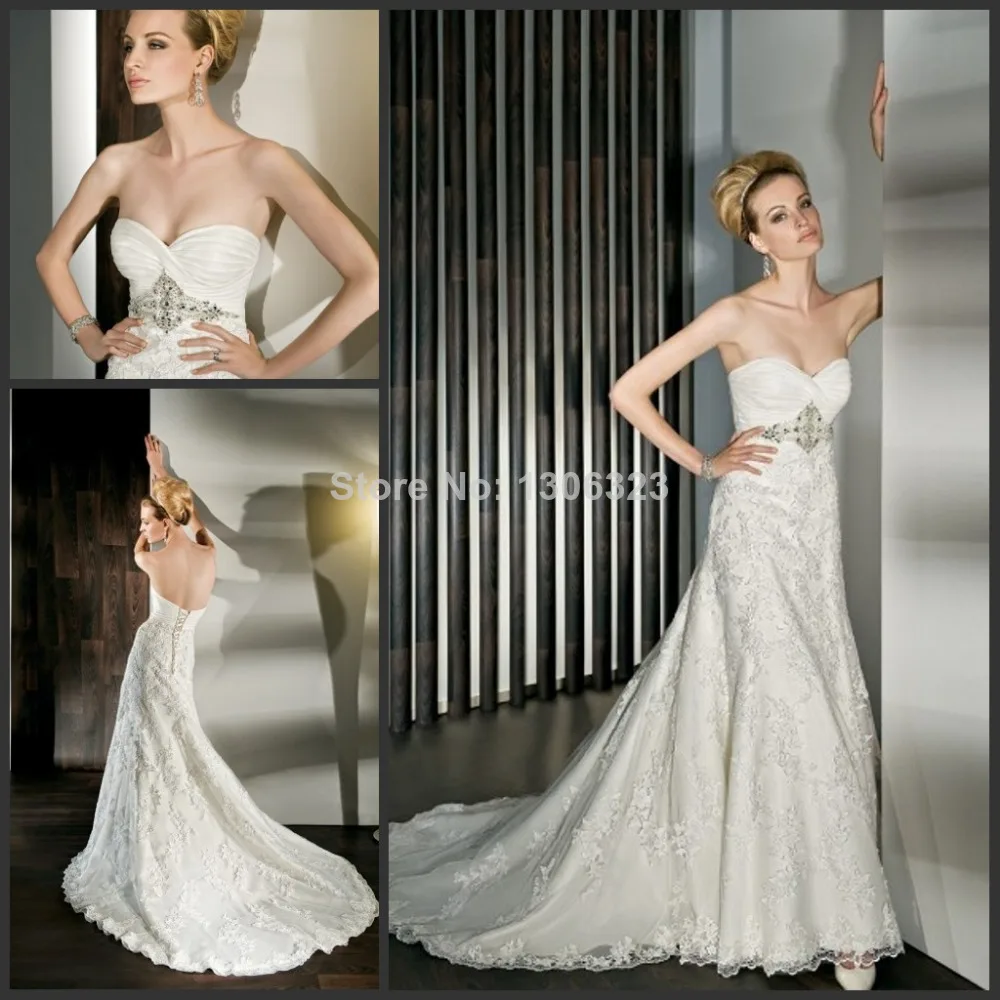 Amazing Nice Strapless High Low Bodice A-line Sweatheart Lace Up Bridal Gowns Sexy 2014 New Elegant Wedding Dress Big Size | Свадьбы и