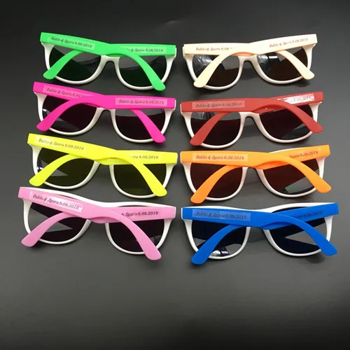 Glasses with sticker 60 пар классические персонализированные 80-ые стильные неоновые солнцезащитные очки для отдыха Свадебные для вечеринки по случаю Дня Рождения пляжные вечерние летние вечерние очки для бассейна подарки - Цвет: Glasses with sticker