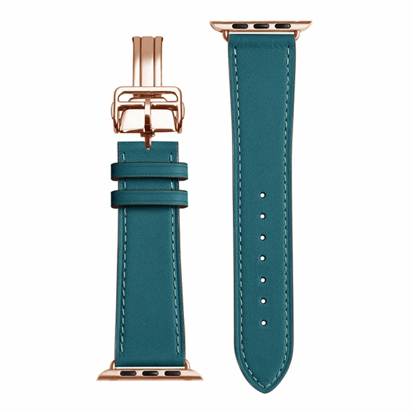 11 Herm Logo, розовое золото, натуральная кожа, один тур, браслет для часов Apple Watch Series 5 4 44/40 мм, замена для iWatch - Цвет ремешка: 11