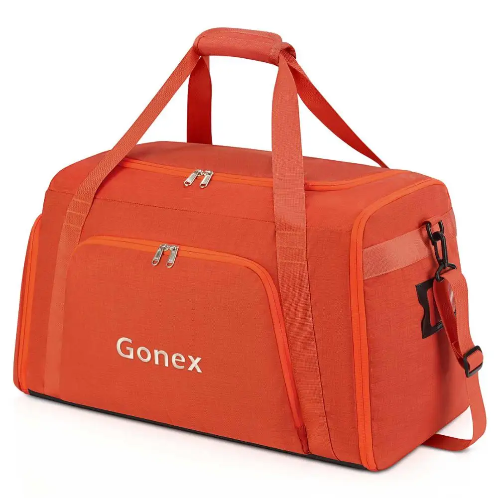 Orange Red GONEX 60L портативная дорожная сумка для путешествий, вместительная сумка для багажа, удобная сумка на плечо для путешествий, выходных, отдыха, молодежного стиля - Цвет: Orange Red