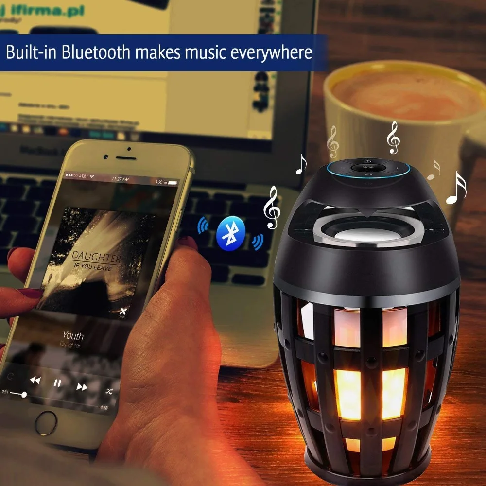 Светодиодный пламенный динамик s, Пламенный фонарь, атмосферный динамик, Bluetooth 4,0, беспроводной портативный Открытый HD аудио водонепроницаемый динамик для телефона