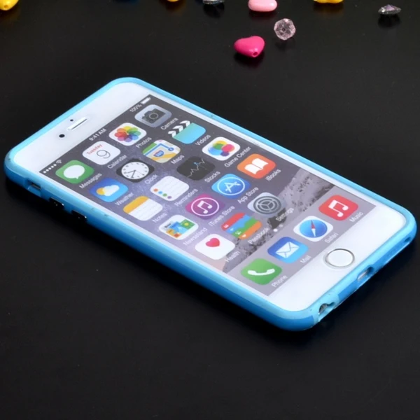 sky blue Двойной гибридный проданный цветной каркас ТПУ защитный бампер для Iphone 6 Plus 6s Plus 5," мягкий силиконовый бампер чехол 10-цвет s - Цвет: sky blue