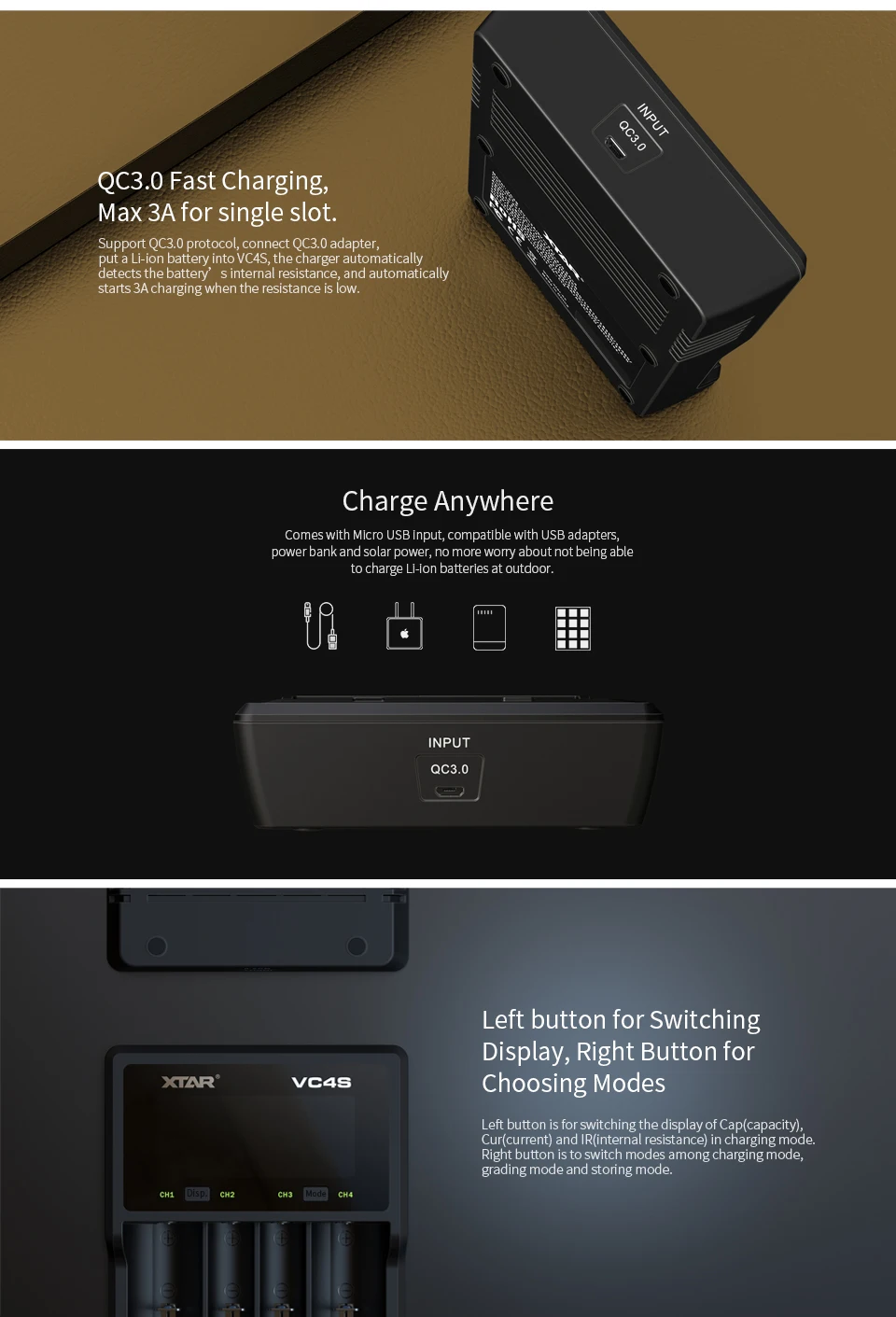XTAR VC4 Батарея Зарядное устройство USB VC4 VC4S VC2 VC2S VC2 S VC4 S 10440/16340/14500/14650/18350/18500/20700/21700/18650 Зарядное устройство XTAR