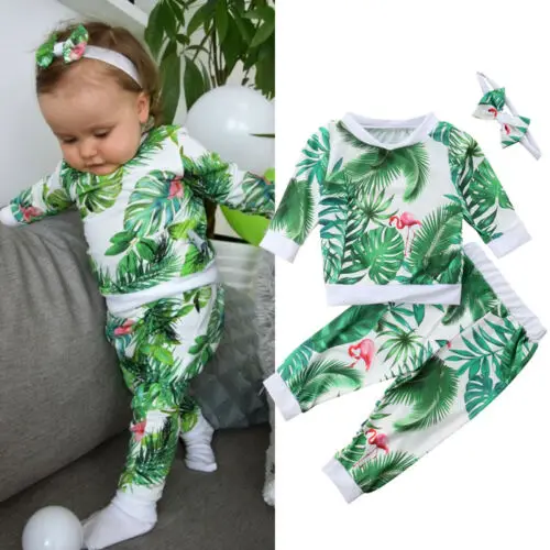 Лидер продаж Одежда для новорожденных маленьких девочек с рисунком Фламинго