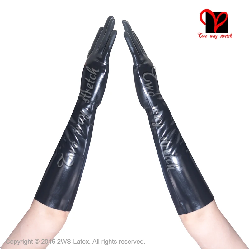 Длинные латексные перчатки Gummi Opera черные резиновые длиной до колена с пятью